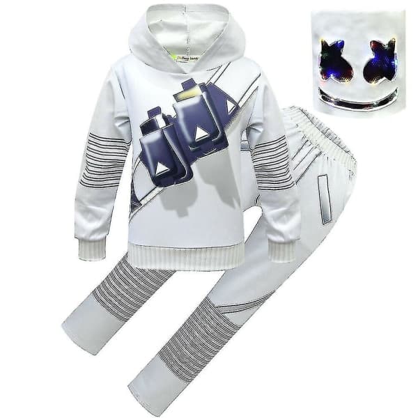 Marshmello DJ LED Mask Hoodie för barn, festdräkt-FA-