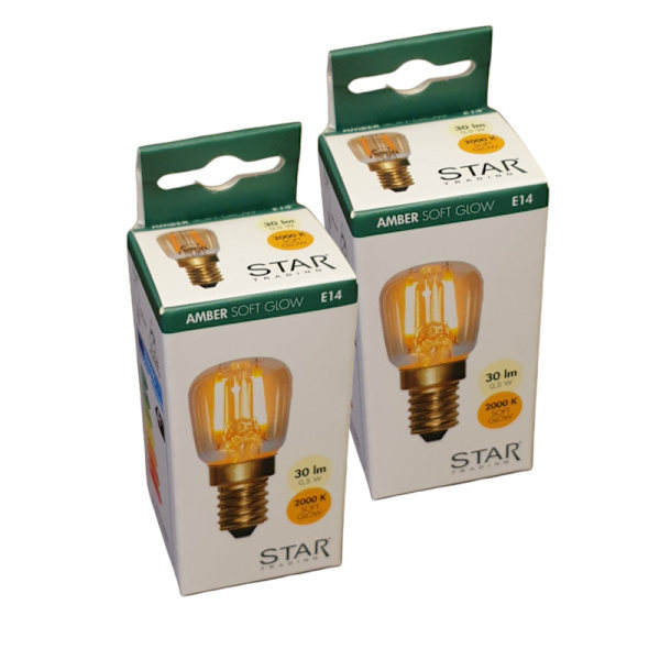 2st LED-lampa Amber E14 DECOLED för fönster- och bordslampor
