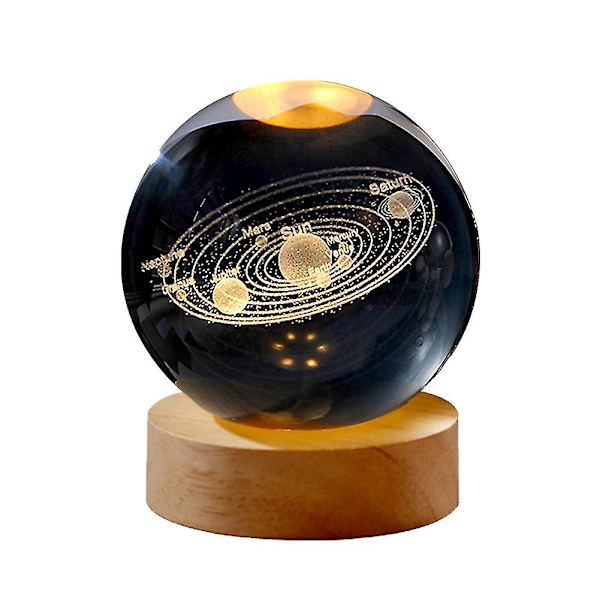 3D krystalkugle dekoration skrivebordslampe (6 cm kugle+sokkel) USB udskårne krystaldekorationer