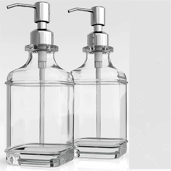 Sæbedispenser i glas med pumpe i rustfrit stål genopfyldelig håndsæbedispenser badeværelse so-FA-