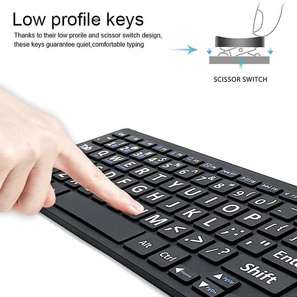 2.4G trådløst tastatur 78 taster stor tekst for eldre stasjonær datamaskin bærbar PC-FA-
