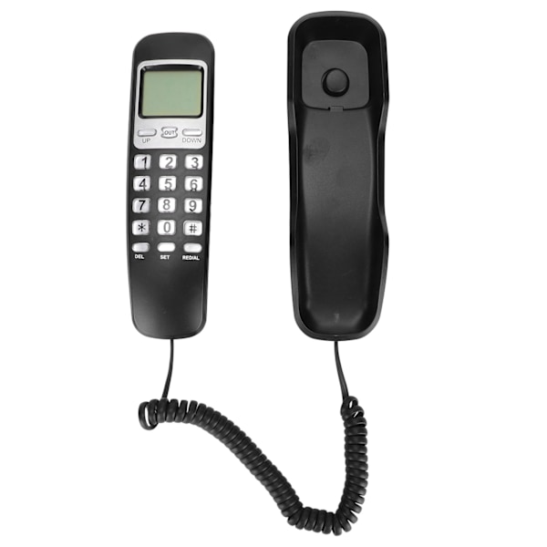 Sladdtelefon med Vändbar LCD-Skärm Liten Trådbunden Fasttelefon för Hemmakontor Svart 0.3