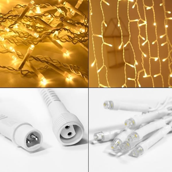UISEBRT 400 LED-lampun lämpimän valkoinen, jäätyvä sadeketju ulko- ja sisäkäyttöön 8 tilalla (10m)