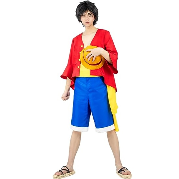 4-delt Luffy-sett Halloween anime-kostyme for barn og voksne Adult-M