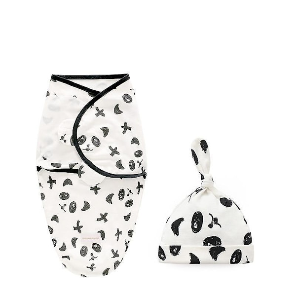 Baby + hue, Cocoon Wrap bomuldssvøb Black panda S