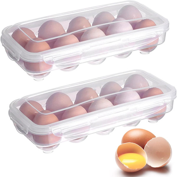 2-pack äggförvaring i plast, transparenta äggförpackningar, äggförvaring i kylskåp