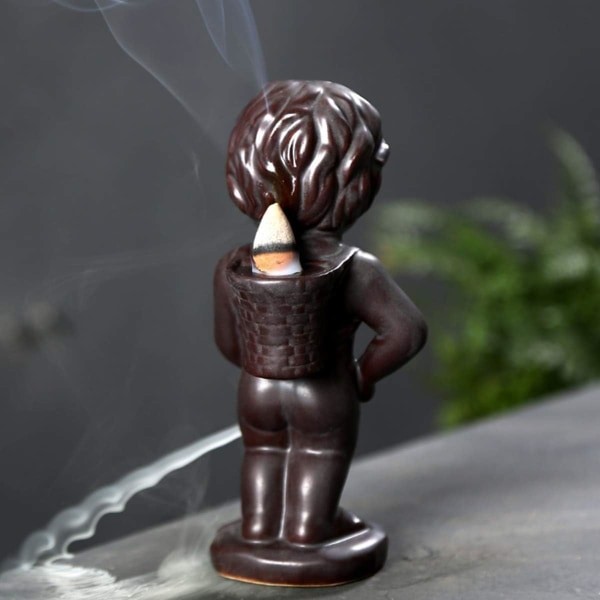 Handgjord keramisk rökelsehållare, backflow rökelsebrännare Fig