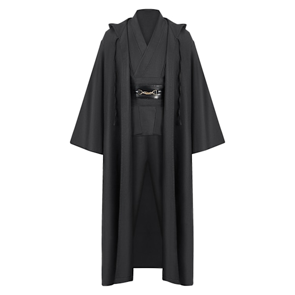 Mub- Obi wan Kenobi Premium Kvalitet Cosplay Kostym  svart Jedi Robe från Star the Wars för Ljussabel Duellering Svart Black XL
