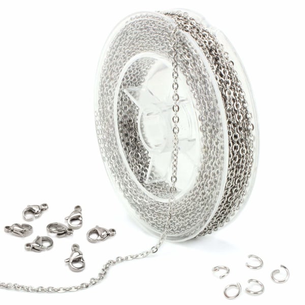 Halsband i rostfritt stål för smyckestillverkning, silver 69*15mm