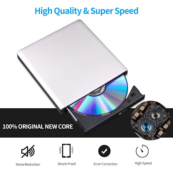Ulkoinen 3D Blu-ray DVD-asema - MacBook OS Windows xp/7/8/10 - Hopeaharmaa