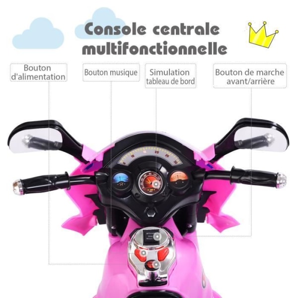 Sähkömoottoripyörä lapsille - COSTWAY - 3 pyörää - LED-ajovalot - Vaaleanpunainen - 37-84 kuukautta - Maksimikuorma 25 kg