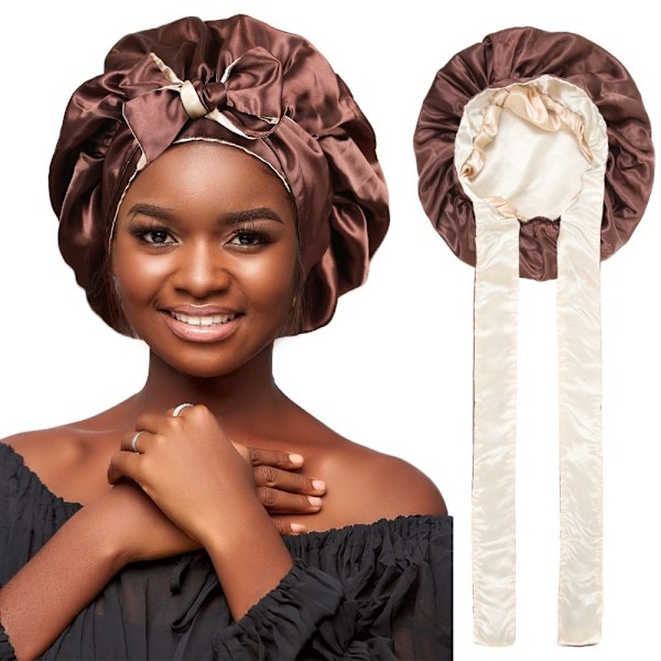 Satinhuva i Silkeslen Satin BRUN brown