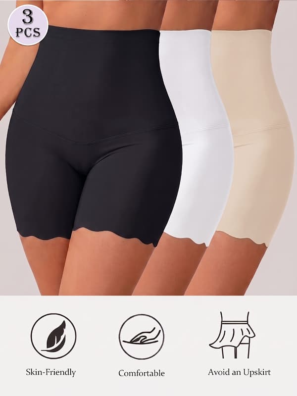 3-pack sömlösa formande trosor med hög midja, magkontroll, svalkande underkläder S Black