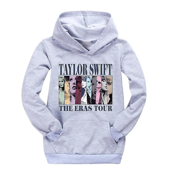 Pop Taylor Swift The Eras Tour Hoodie Flickor Pojkar Hooded Sweatshirt Pullover Toppar 9-14 År Barn Teenagere - WELLNGS Grå 13-14 Years Gray