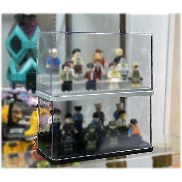 Mini Figur Displayboks, Stabelbar Støvtæt Byggeklods Displayboks til Actionfigurer Legetøj-FA- As Shown