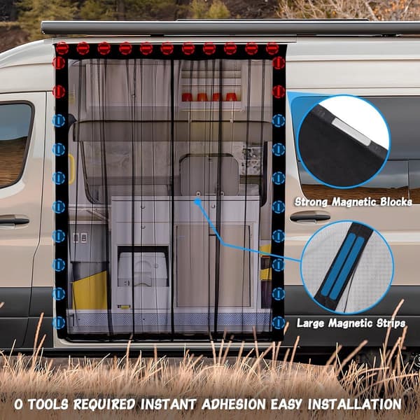 Magnetisk myggenet - 165 cm x 165 cm - Insektnet til autocamper - Skydedørsnet-FA-