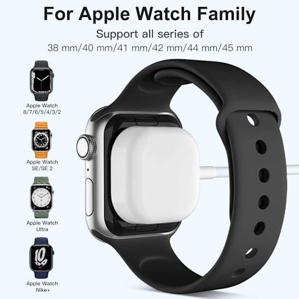 Kompatibel med Apple Watch-laddare, 1,5 M/5 fot snabb magnetisk laddningskabel, iWatch-laddare kompatibel med Apple Watch Series 9 8 7 SE 6 5 4 3 2