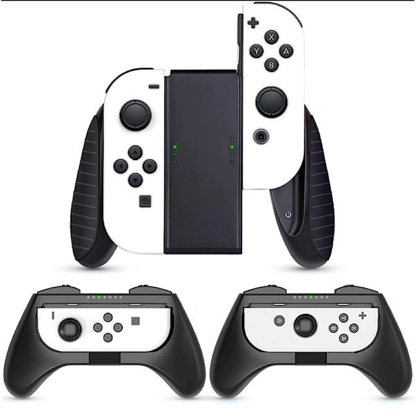 Grepp kompatibel med Nintendo Switch/Switch OLED Joy-Con, 3-pack, slitstarkt Game Switch Controller Handle Case Kit black