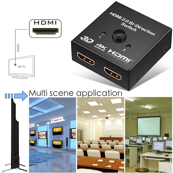 INF HDMI tosidig splitter/switch 2x2