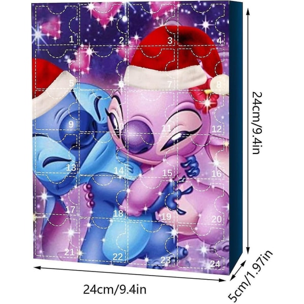 Anime Stitch Jul Adventskalender Kompatibel til Børn 24 Dages Jule-nedtælling 24 stk. Tegnefilm Legetøjs Ornament C Set