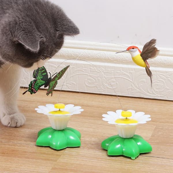 Cat Toy 360 Degree Rotating Butterfly Flower Shape Interactive Kitten Toy Cat Toy-FA-