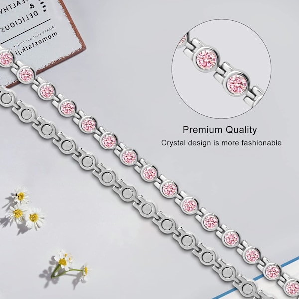 Magneettiset rannekkeet, terveelliset magneettiset rannekkeet niveltulehduksen kivun lievittämiseen Magneettiset rannekkeet Magneettiset rannekkeet miehille ja naisille (vaaleanpunainen) pink diamond