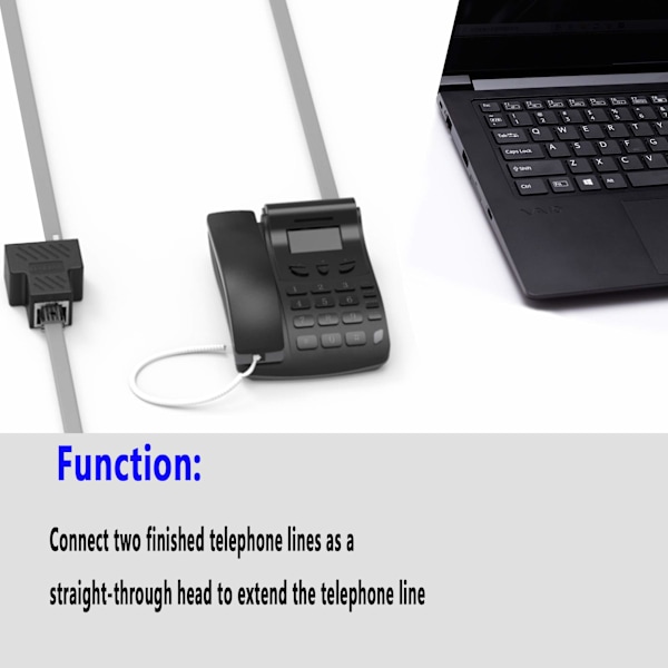 RJ11 hona till 2 hona 6P6C telefonjack splitter Inline koppling Telefonförlängningsadapter för fast telefonfax (1 till 2) 2st