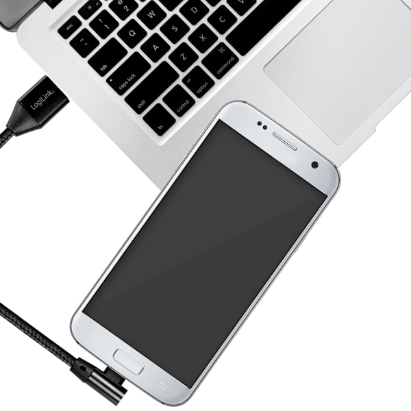 Vinklad MicroUSB-kabel USB 2.0 15W 1m