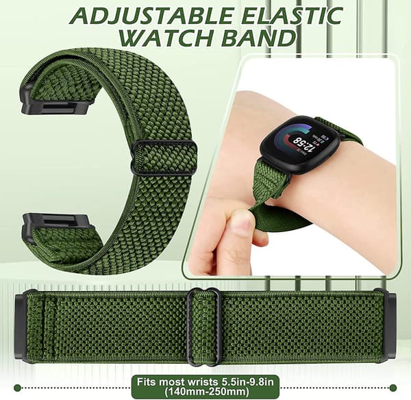 Elastiskt nylonband kompatibelt med Fitbit Versa 4/Fitbit Versa 3/Fitbit Sense/Sense 2, mjuk ögla justerbart sportrep