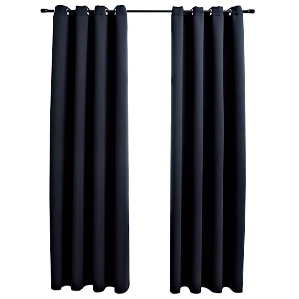 vidaXL Mørklægningsgardiner med metalringe 2 stk sort 140x175 cm black 1450