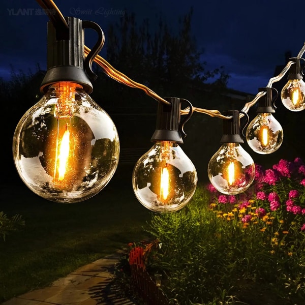 Light Chain Outside, 25 lightbulb LED G40 LED Garden Light Chain