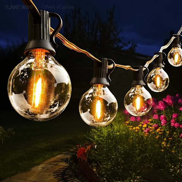 Valoketju ulkona, 25 polttimon LED G40 LED-puutarhavaloketju