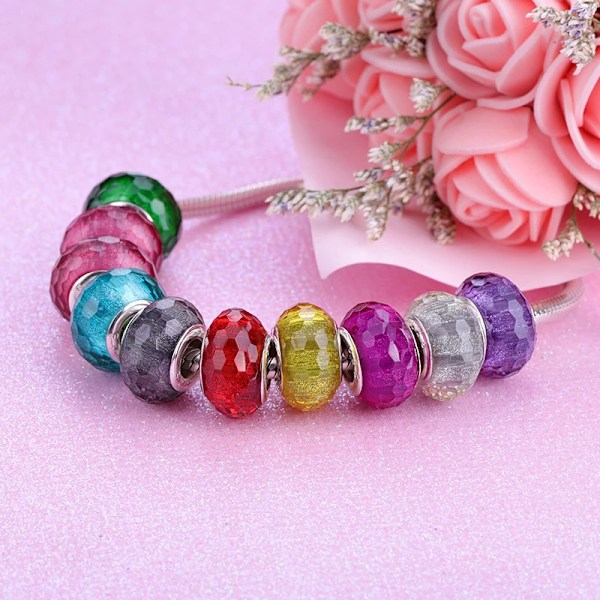 Ny europæisk farverig Lampwork Glasperle Murano Plast Aolly Charm Passende Pandora Armbånd Armbånd Kvinder Pige DIY Smykker Dropship yw15813 13