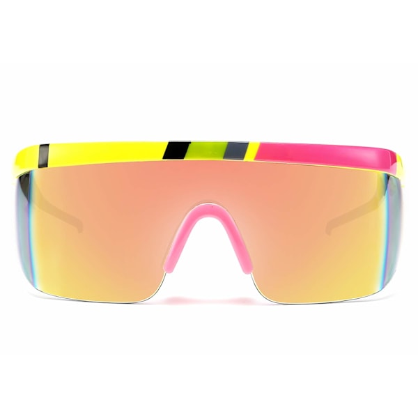 Dame Flat Top Shield Solbriller Menn Speil Rimless Oversized