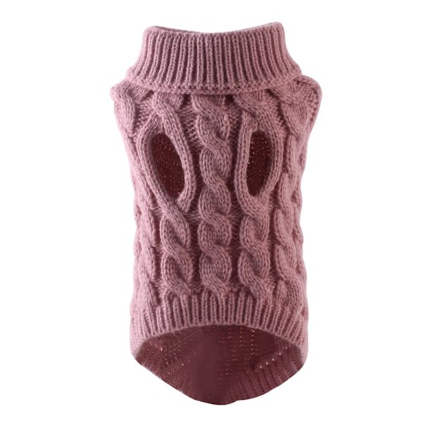 Enkel varm katt hundtröja turtleneck stickad husdjurskostym höst vinterkläde Dark Pink L
