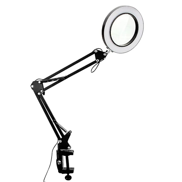 10x Förstoringsglas med Ljus och Klämma - 3 Färglägen, 10 Ljusstyrka, Justerbar, Skrivbordslampa