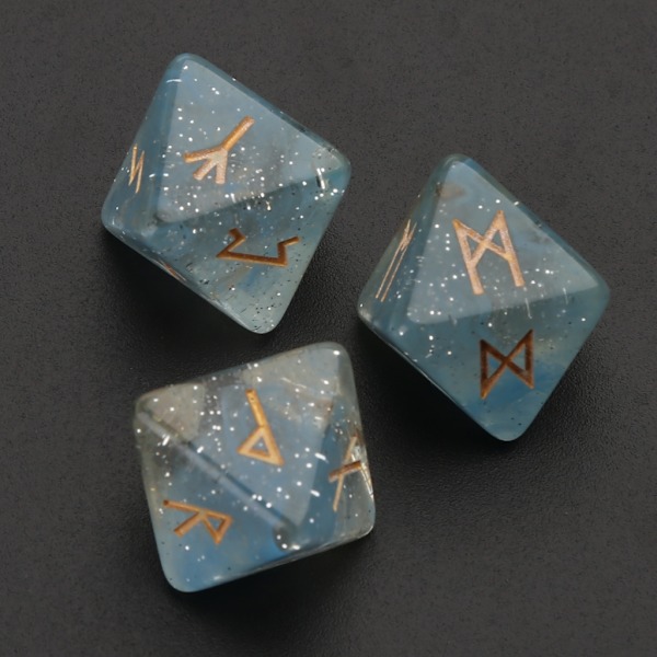 3 stk Harts Tærninger Sæt 8-sidede Runde Tærninger Resin Assorterede Polyhedriske Tærninger Sæt Polyhedrisk Divination Bordplade Tærning Blue 0.02