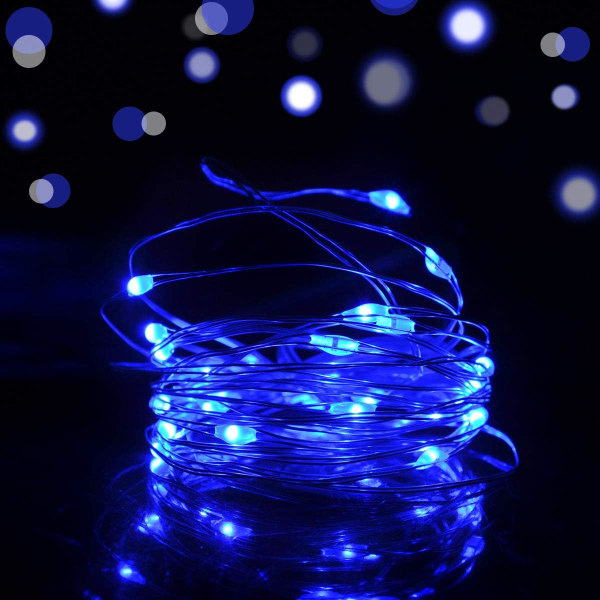 Blå Fe-ljus, 10m 100 LED Batteri Fe-ljus Små för Ch