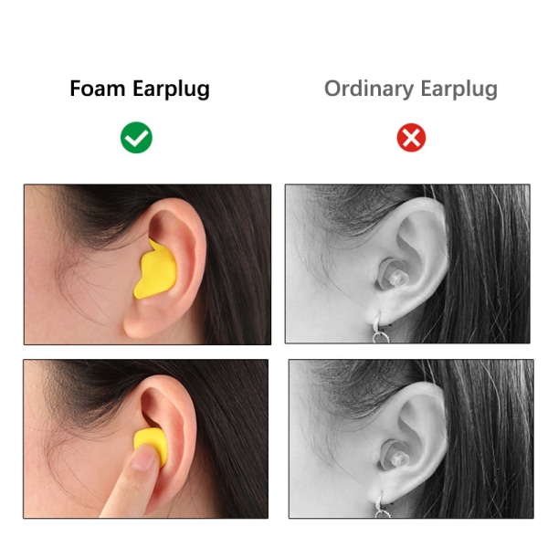 60st silikon öronproppar Sleep Anti Noise Formbara öronproppar Yellow