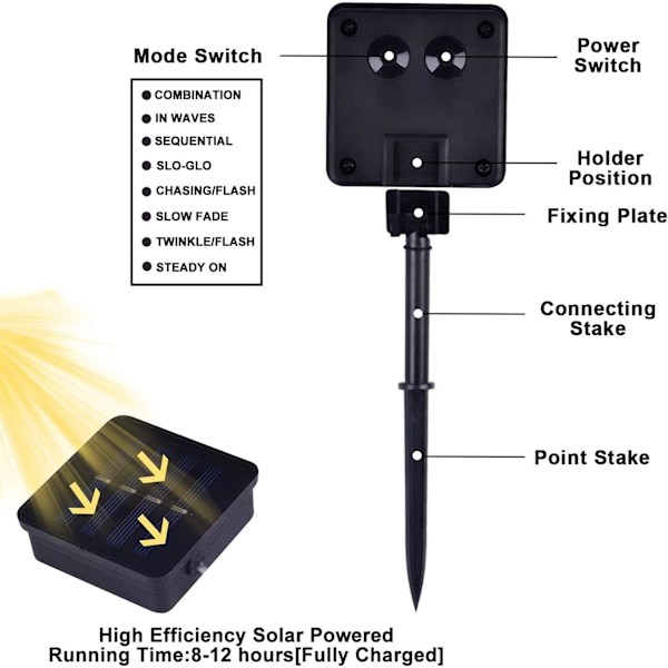 Solcellslingor utomhus, 6,5 m 30 LED-regndroppsmodellering