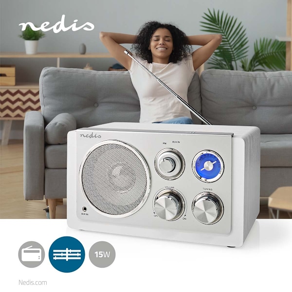 FM-radio | Bordsdesign | FM | Strömadapter | Analog | 15 W | Blå 1640