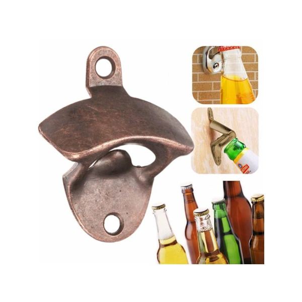 Vintage Vægmounted Flaskeåbner - Bronze / Sølv / Sort Svart 150