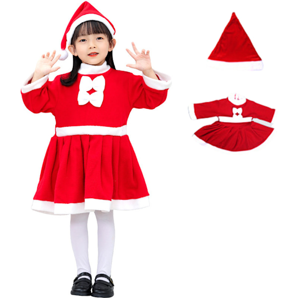 Barn Flicka Pojkar Jul Santa Claus Kläder Sets Kostym Piger girls 140cm