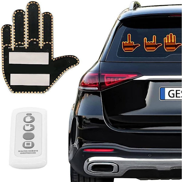 HD Fingergestlys med Fjernkontroll LED Bil Baksäte Vindu Skilt Fingerlys Håndsignal Morsom Bil Lastebil Biltilbehør