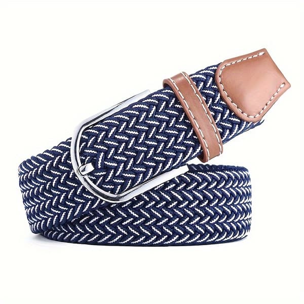 Herre Lærredsbælte Dame Stræk Taljebælte Elastisk Vævet Golfbælte Average Size Dark Blue And W