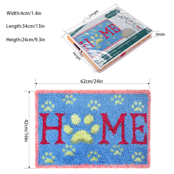 Latch Hook -mattosetti 60*40cm DIY- käsitöihin, ruokailuun, neulansuojaan, kodin sisustukseen aloittelijoille