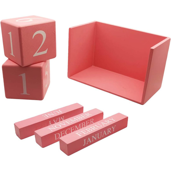 Trä skrivbord block kalender - evig block månad datum display