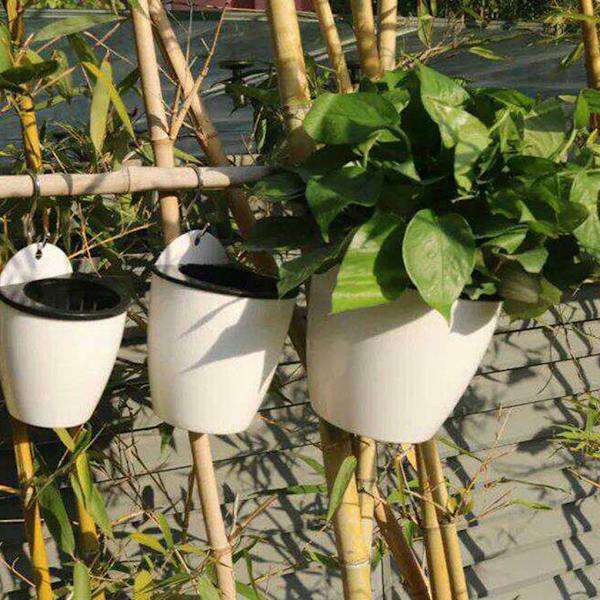 7-pak/sæt Premium Harpiks Selvvandede Blomsterpotte Elegant white 110
