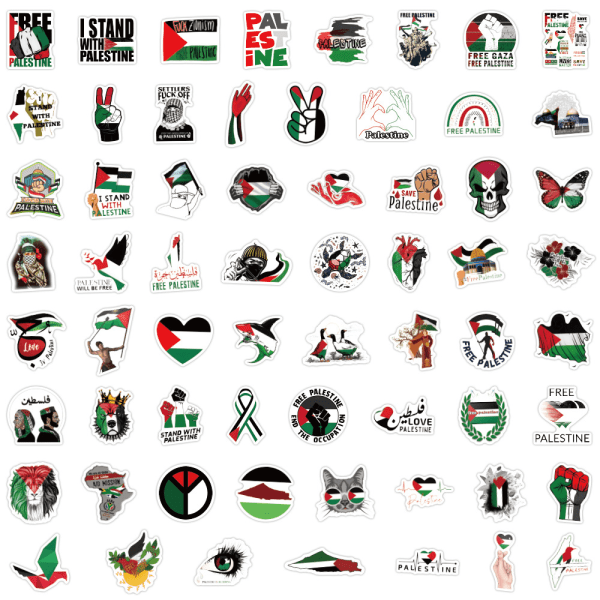 60 Palestina-tarraa: Koristeelliset tarrat puhelimille, jääkaapeille, autoille, mukeille, matkalaukuille