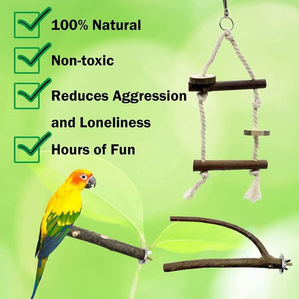 10 Pieces Natural Tree Bird Perches, Natural Wood Parrot Perches-FA-